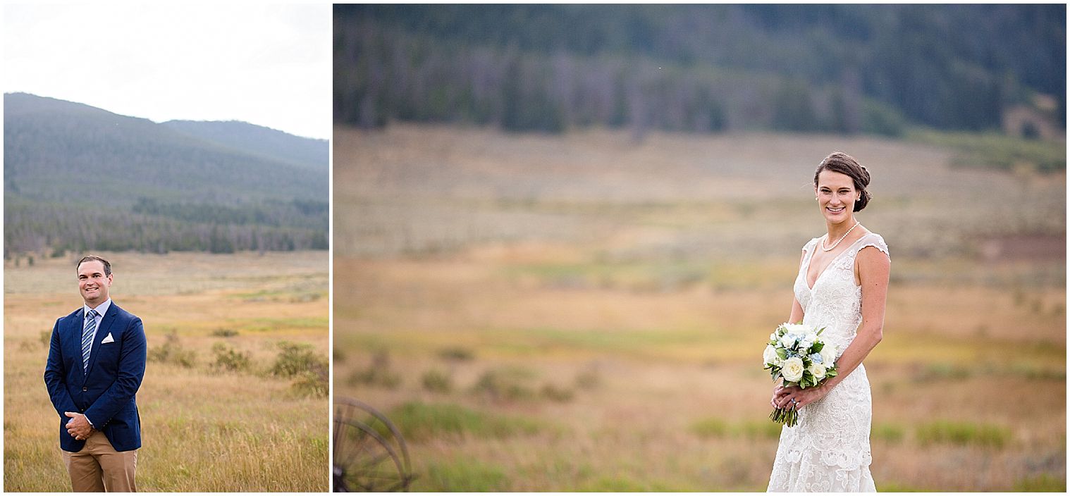  individuelle portrætter af brudgommen og bruden ved deres Keystone, Colorado bryllup.