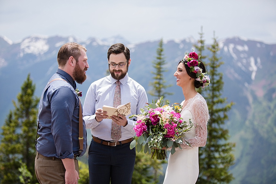 wedding couple during their elopement ceremony in aspen colorado 