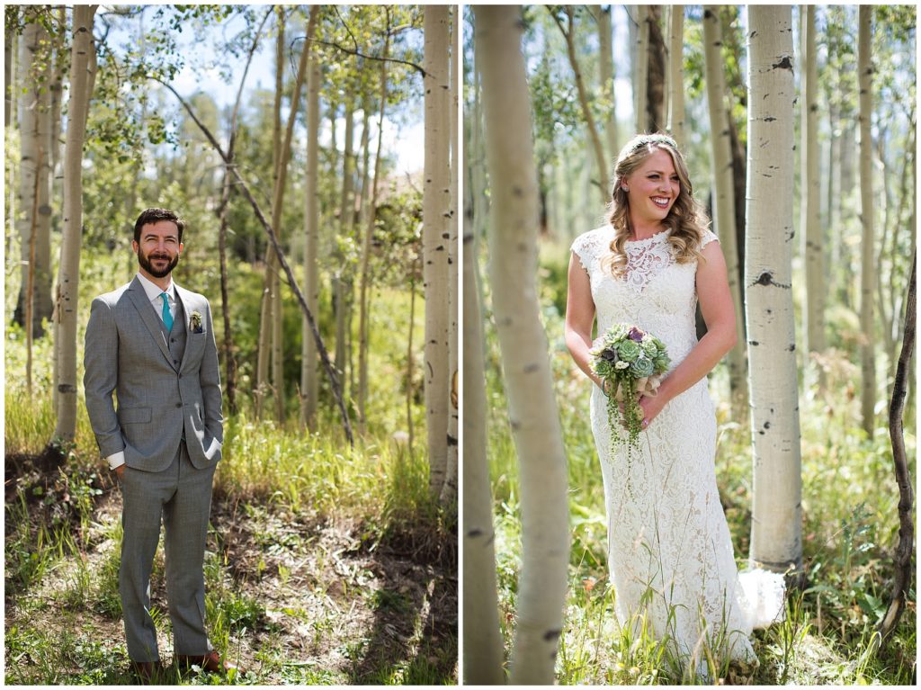 solo shots of bride and groom on their wedding day in telluride Colorado 