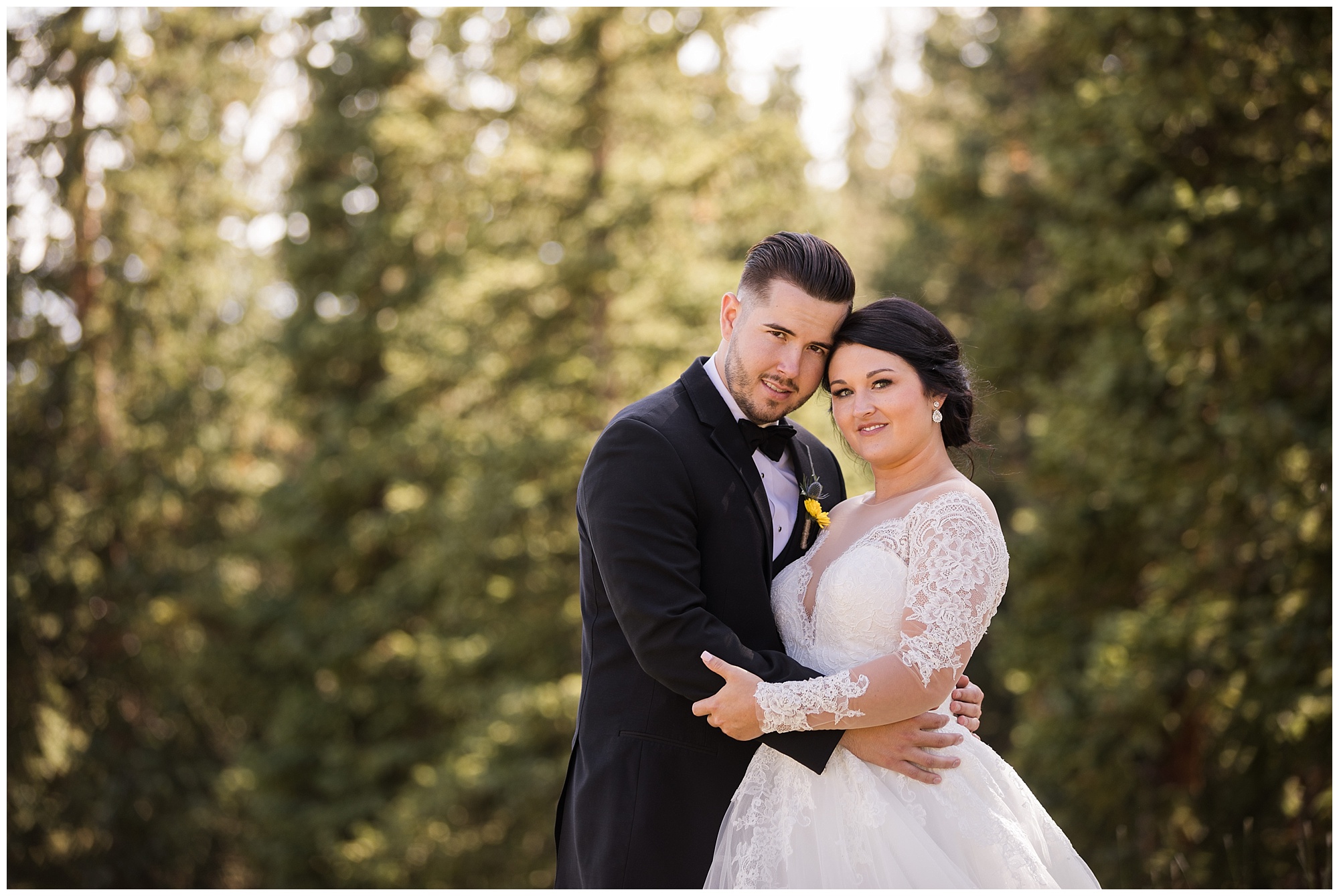 bridal portrait of wedding couple in the Colorado mountains in the summer