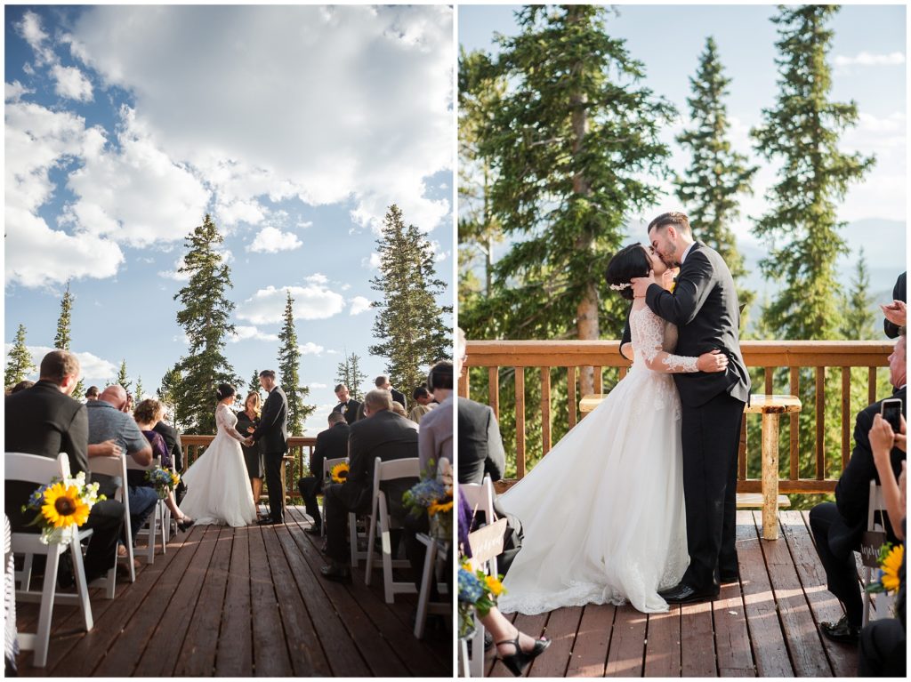 bride and groom share their first kiss as husband and wife