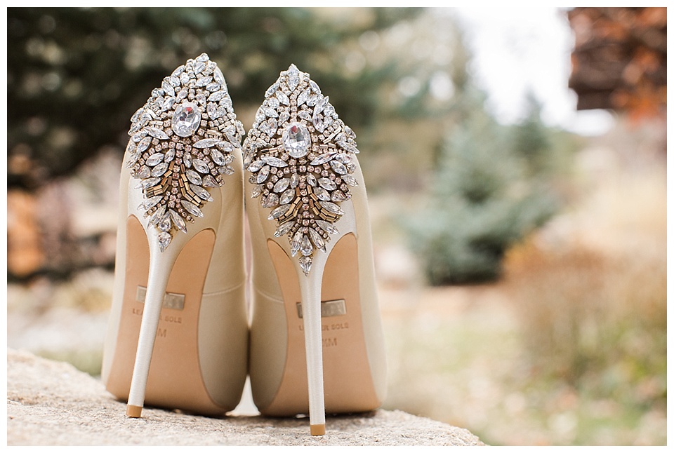 wedding high heels with jewels on the back