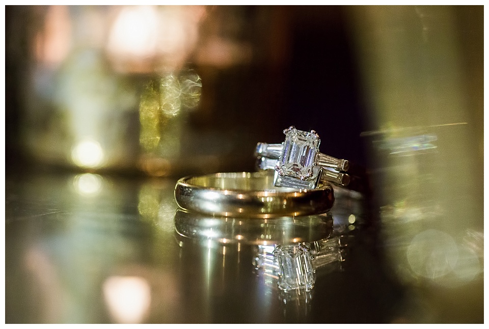 wedding ring detail with square diamond 