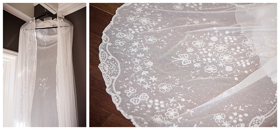 detail of family heirloom bride veil 
