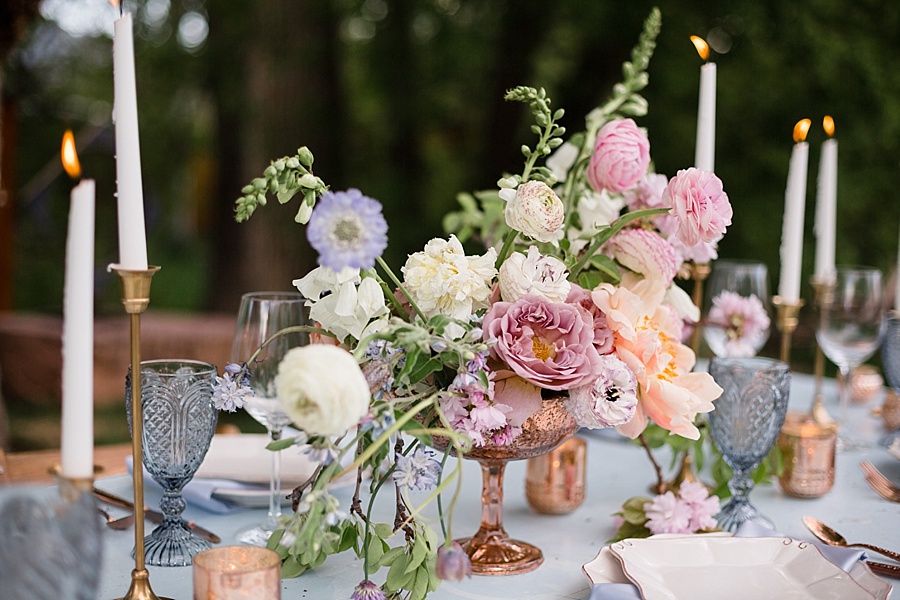 pastel color schemed wedding reception table inspiration