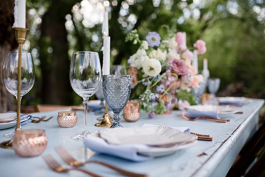blue textured wedding reception 