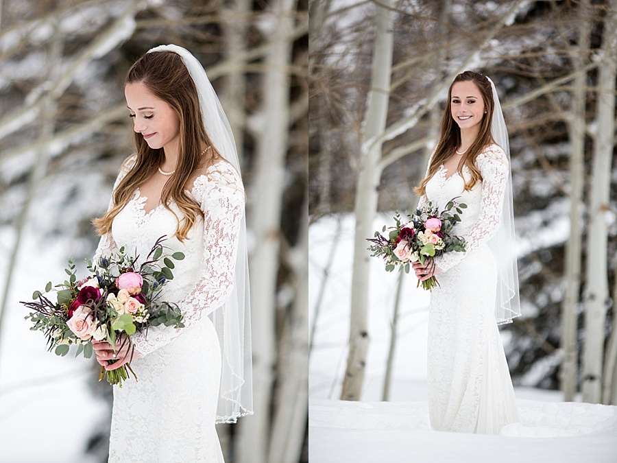 bride individual portraits in the snow in beaver creek