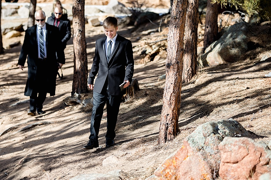 groom walks down the aisle at sapphire point 