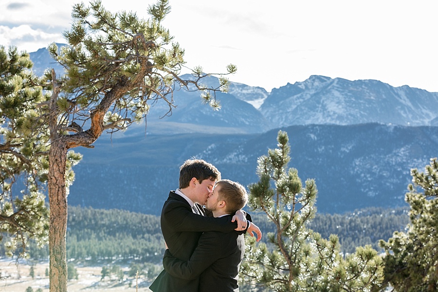 gay couple kissing after their elopement ceremony at sapphire point 