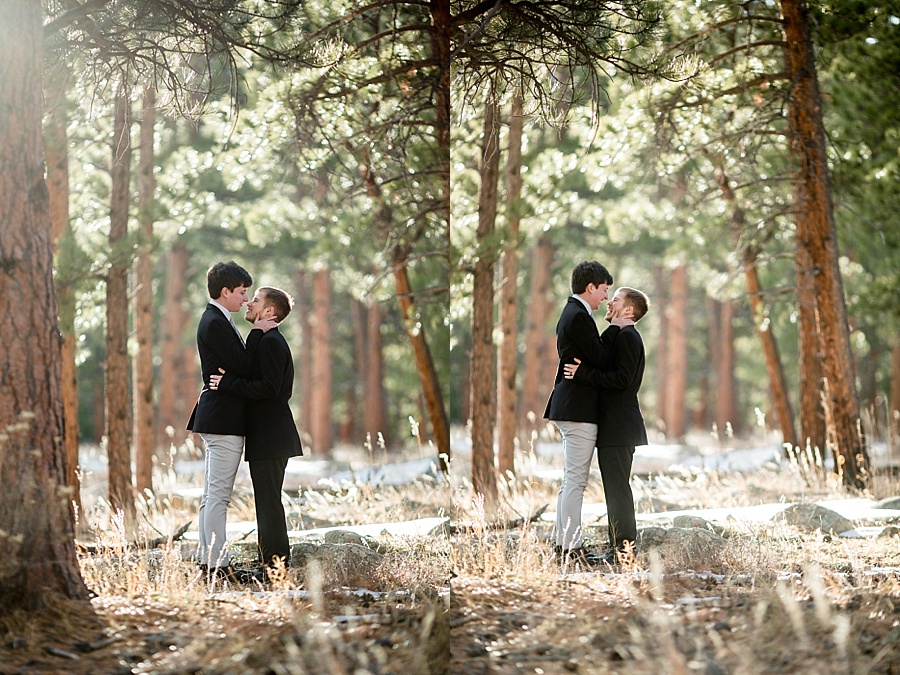 colorado gay wedding photographer photographs two grooms in the mountains