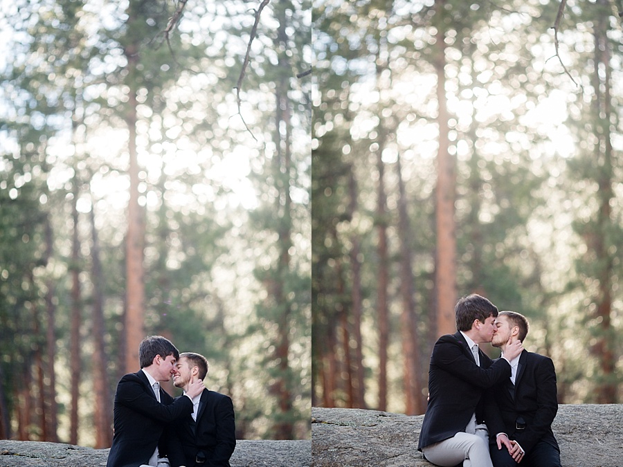 gay wedding couple kisses in breckenridge colorado 