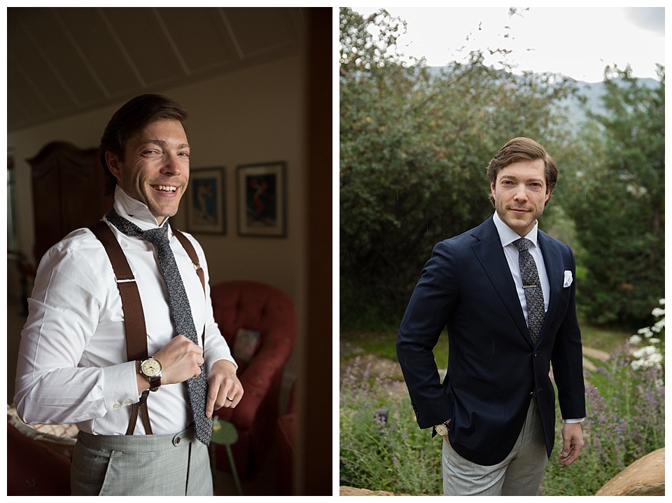 photos of groom getting ready captured by a Colorado mountain wedding photographer