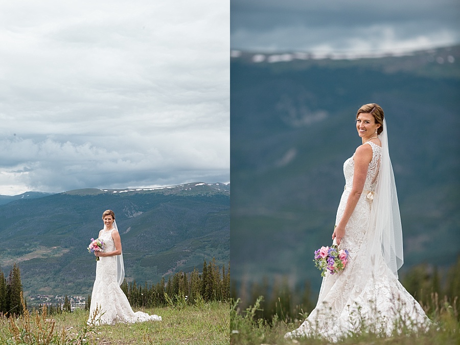 bride individual portrait on mountain top in keystone 