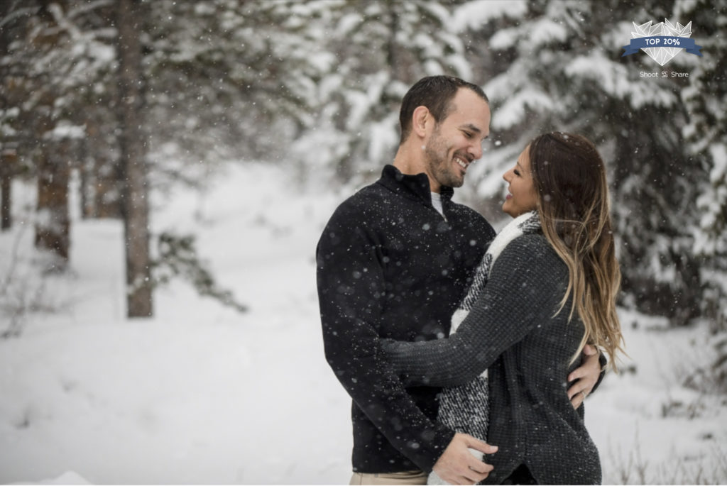 Snowy winter engagement session in Breckenridge Colorado