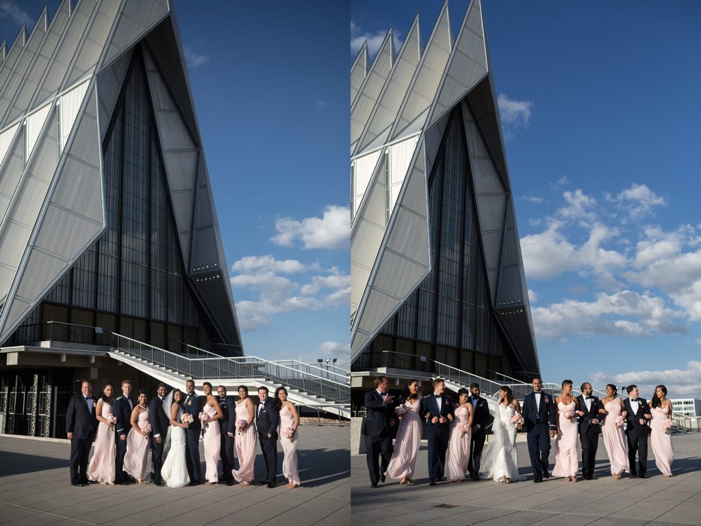 Air Force Academy Wedding Photography Bride and Groom Portraits Wedding Party Photos