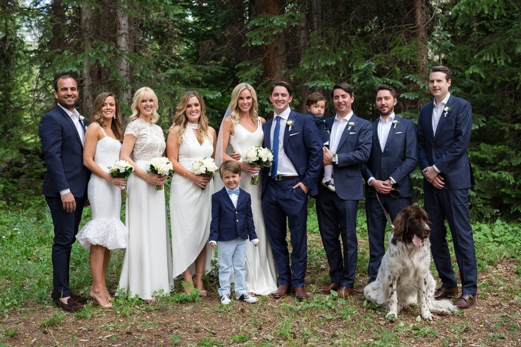 Breckenridge Wedding Photographer Wedding Party with a dog Portraits