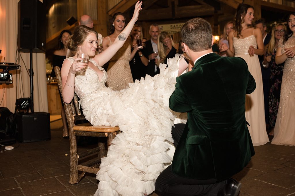 ten mile station wedding photographer garter toss