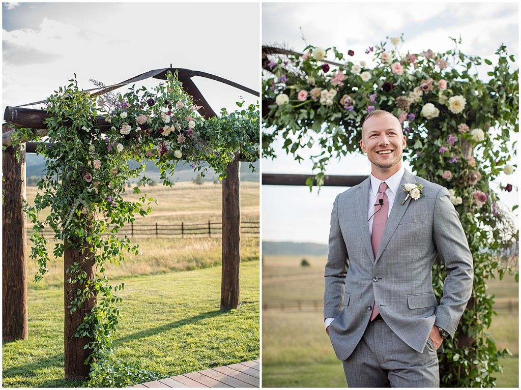 Floral Ceremony Arch by The Perfect Petal at Spruce Mountain Ranch