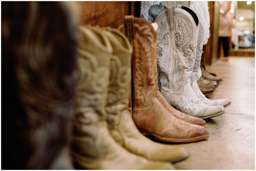 Bridal party boots at Spruce Mountain Ranch
