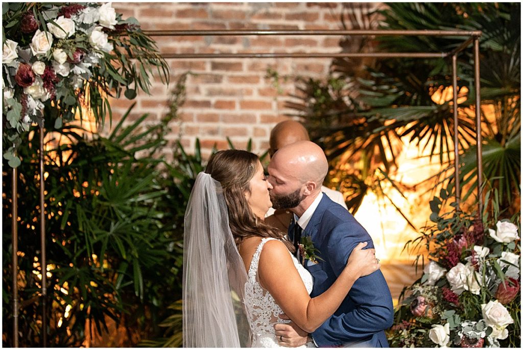 First kiss from wedding ceremony at Margaret Place Hotel
