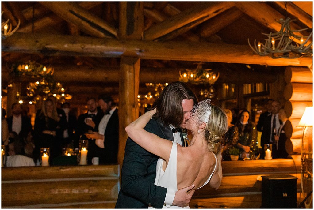 Bride and groom first dance at The Pine Creek Cookhouse in Aspen