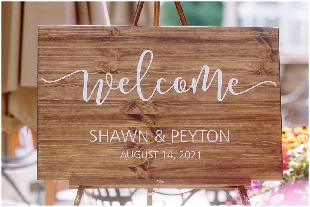 Wedding welcome sign at Ski Tip Lodge in Keystone Colorado