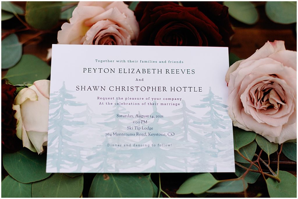 Wedding sign at Ski Tip Lodge in Keystone.  Flowers by Pots & Petals Floral Design