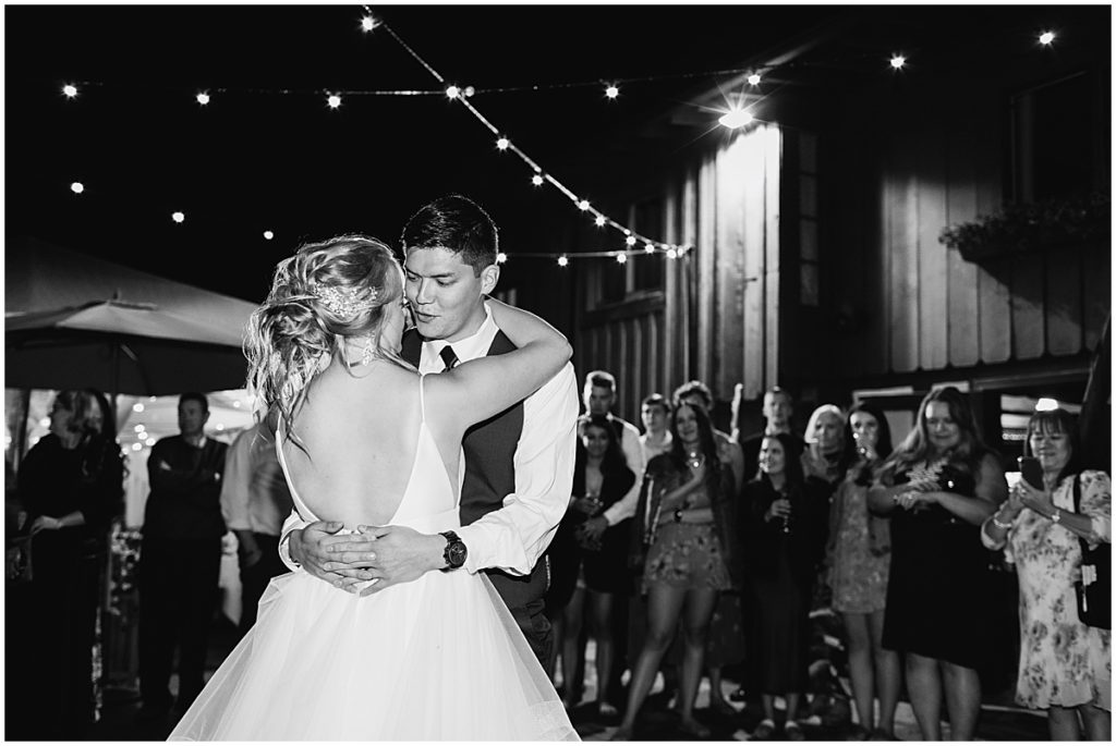 Bride and groom first dance at Ski Tip Lodge