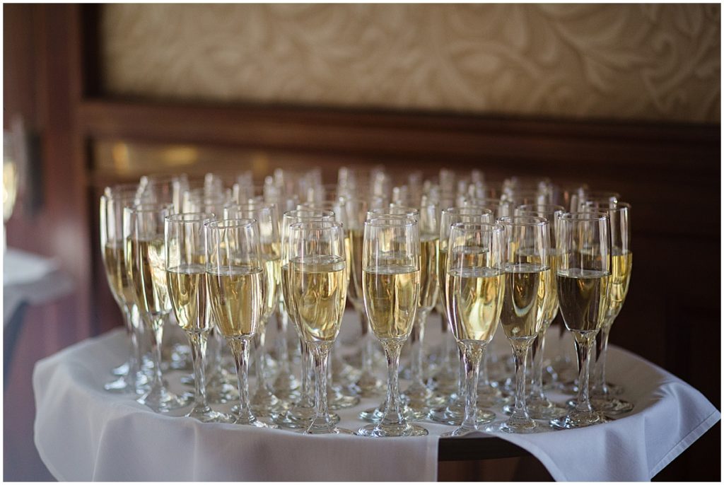 Champagne for wedding reception at the Stanley Hotel in Estes Park.