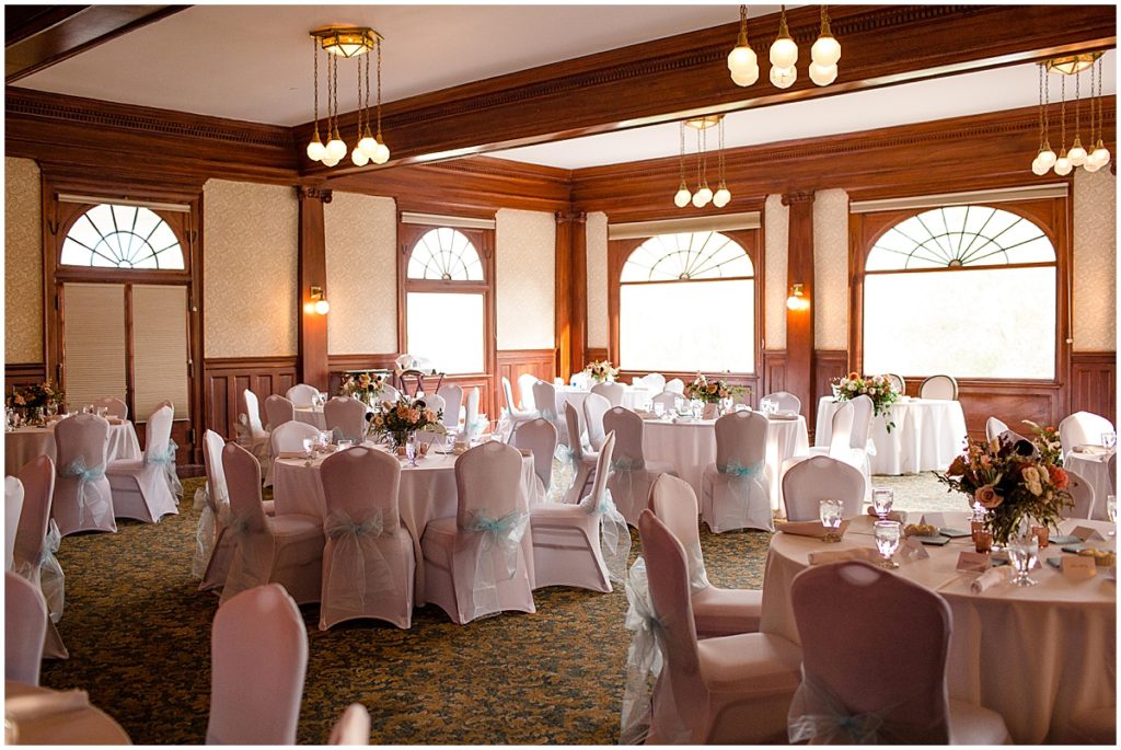 Wedding reception area at the Stanley Hotel in Estes Park.