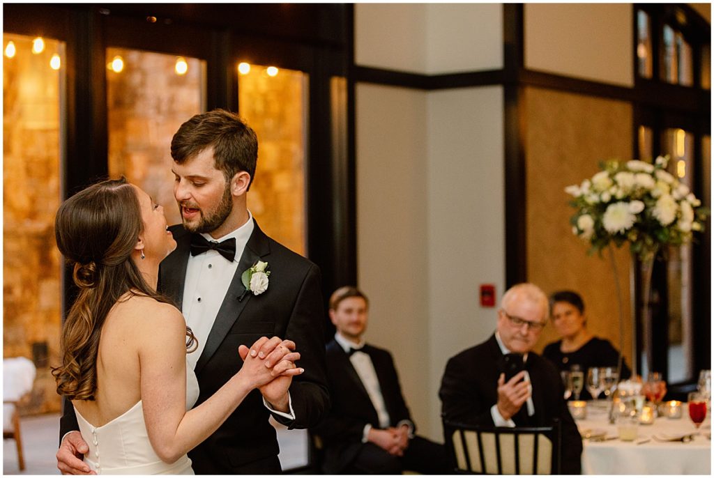 Bride and groom first dance at Four Seasons hotel in Vail.