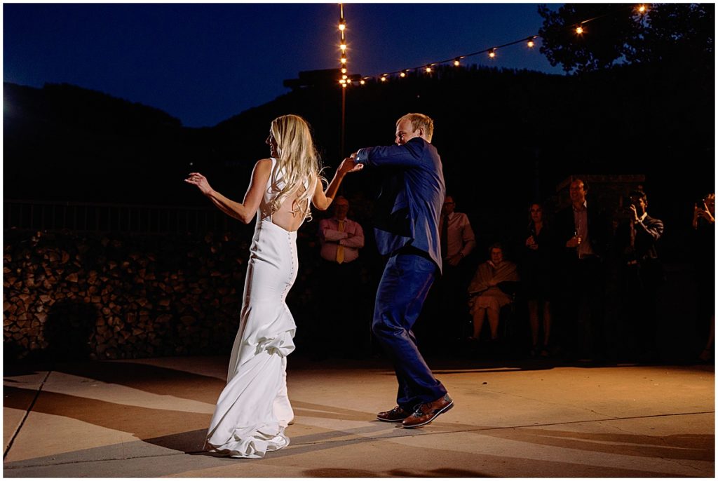 Bride and groom first dance at Larkspur Vail.  