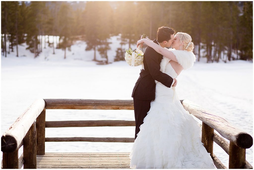 Winter elopement at Sprague Lake in Rocky Mountain National Park outside of Estes Park.