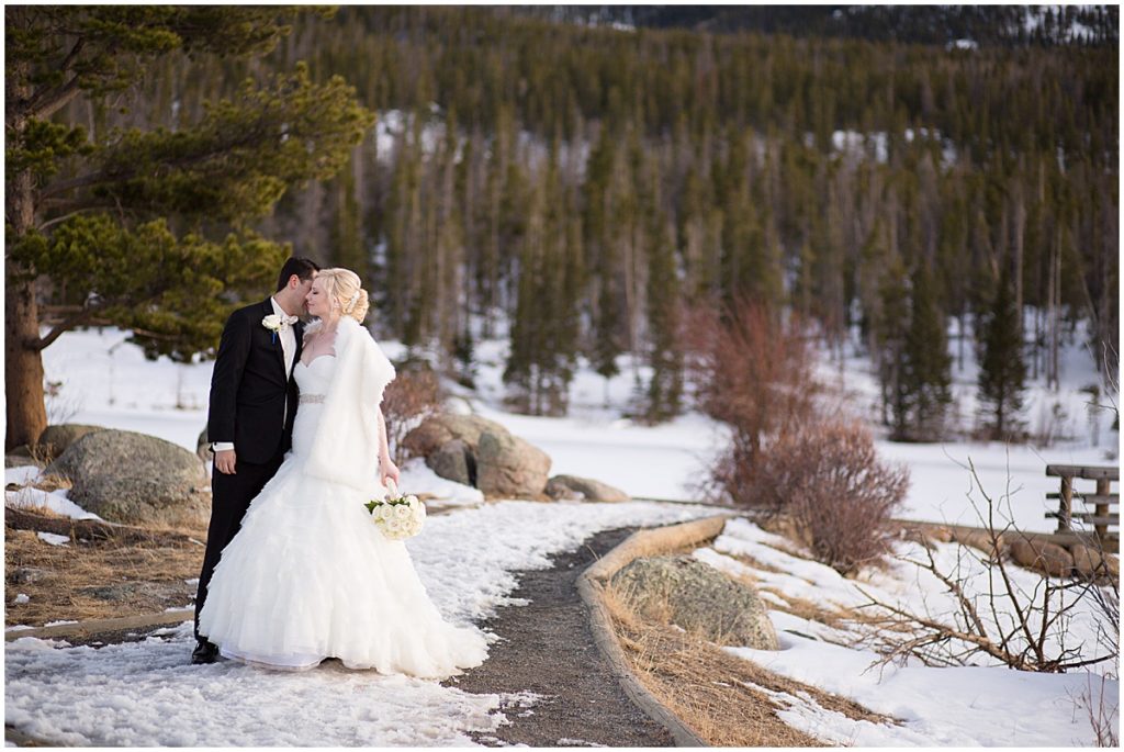 Winter elopement at Sprague Lake in Rocky Mountain National Park outside of Estes Park.