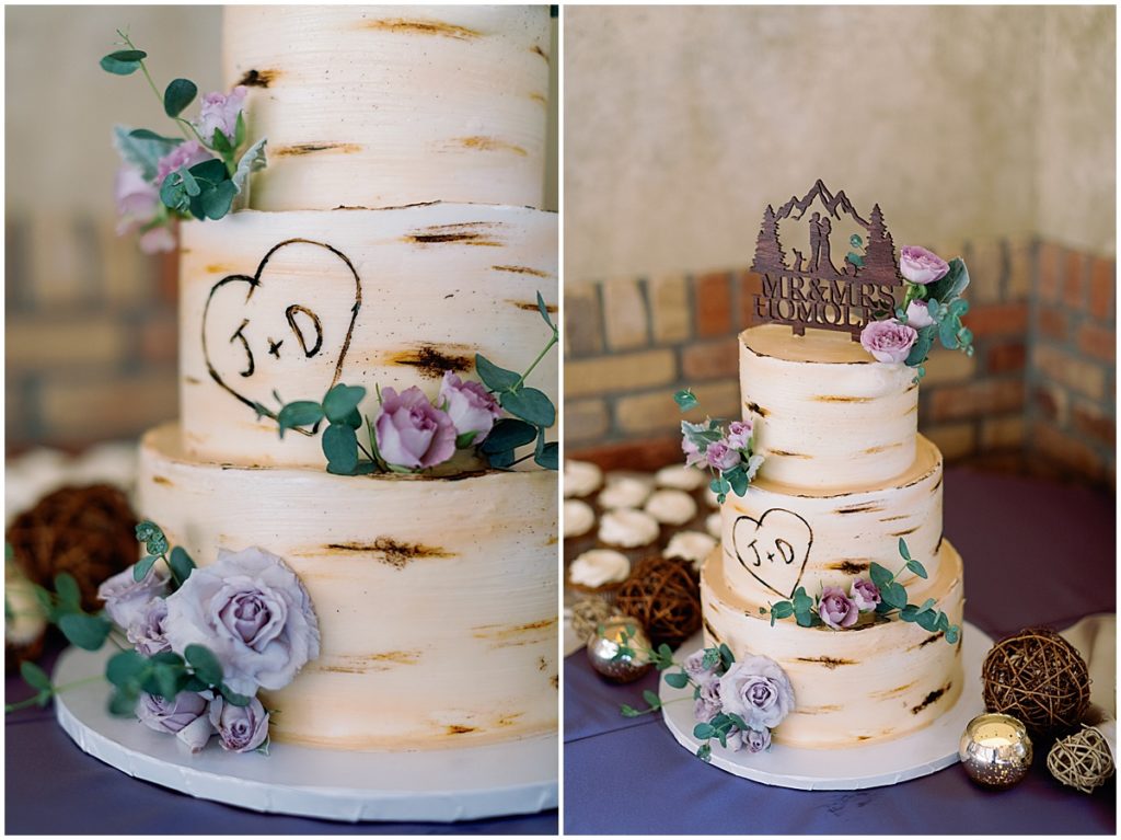 Wedding cake at Della Terra Mountain Chateau in Estes Park designed by The Makery.