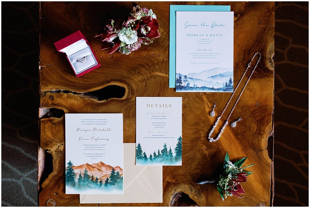 Stationary designed by Miss Design Berry for wedding at Ritz Carlton in Beaver Creek