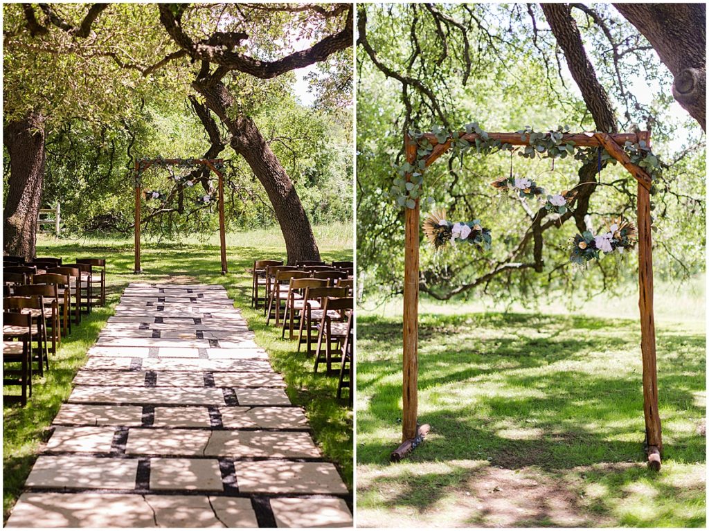 Outdoor wedding at The Vineyards and Chappel Lodge in Austin Texas.  Floral design by Exquisite Petals.