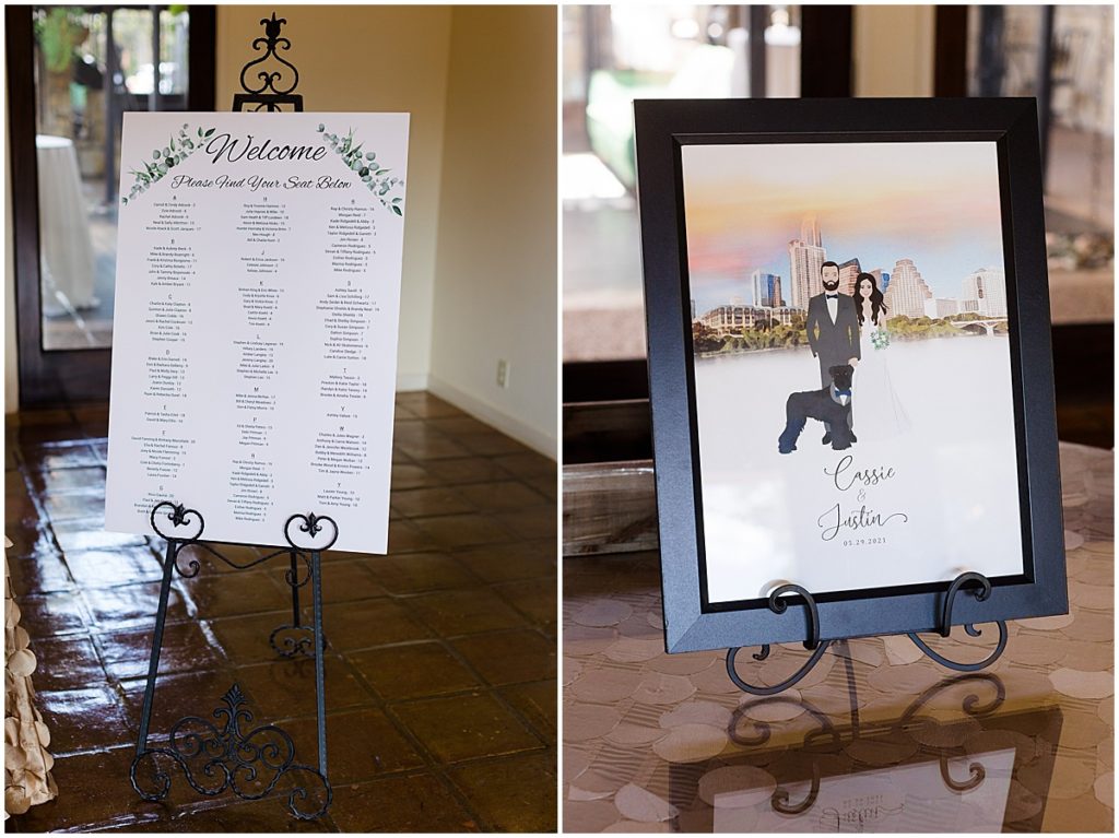Welcome signs designed by Zazzie for wedding at The Vineyards at Chappel Lodge.