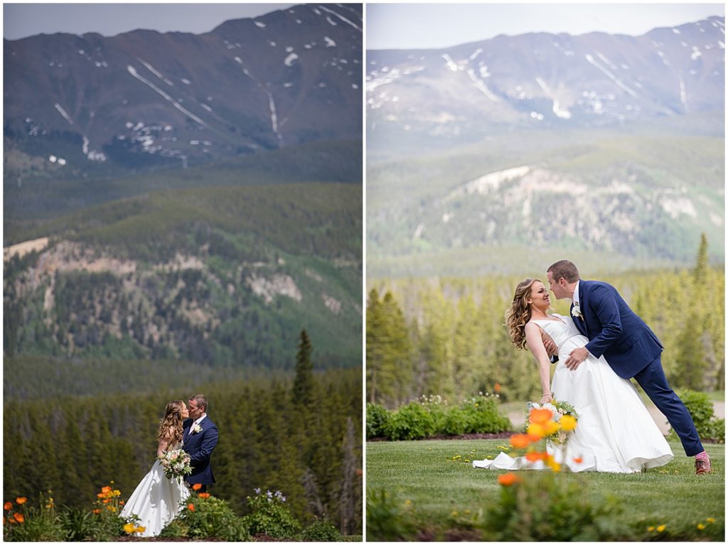 Bride and groom first look before wedding at 10 mile station in Breckenridge