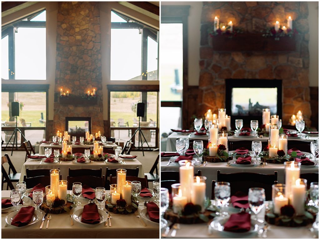 Decorated reception for wedding at Frisco Day Lodge