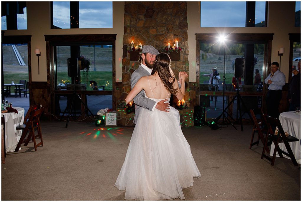 Bride and groom first dance at Frisco Day Lodge