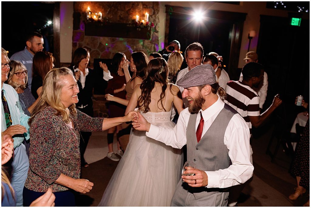 Open dancing during wedding reception at Frisco Day Lodge