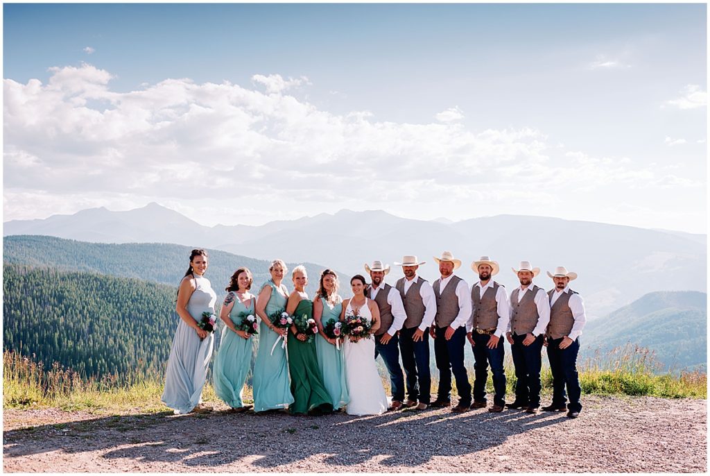 Bridal party at top of The Holy Cross Overlook in Vail