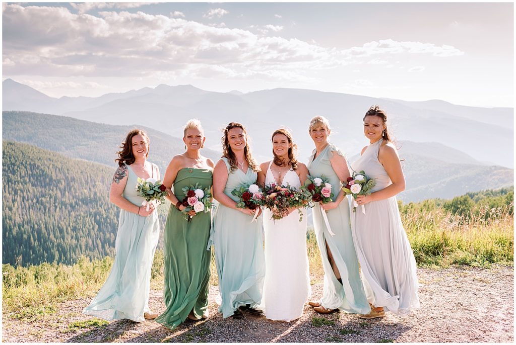 Bridesmaids on top of The Holy Cross Overlook in Vail