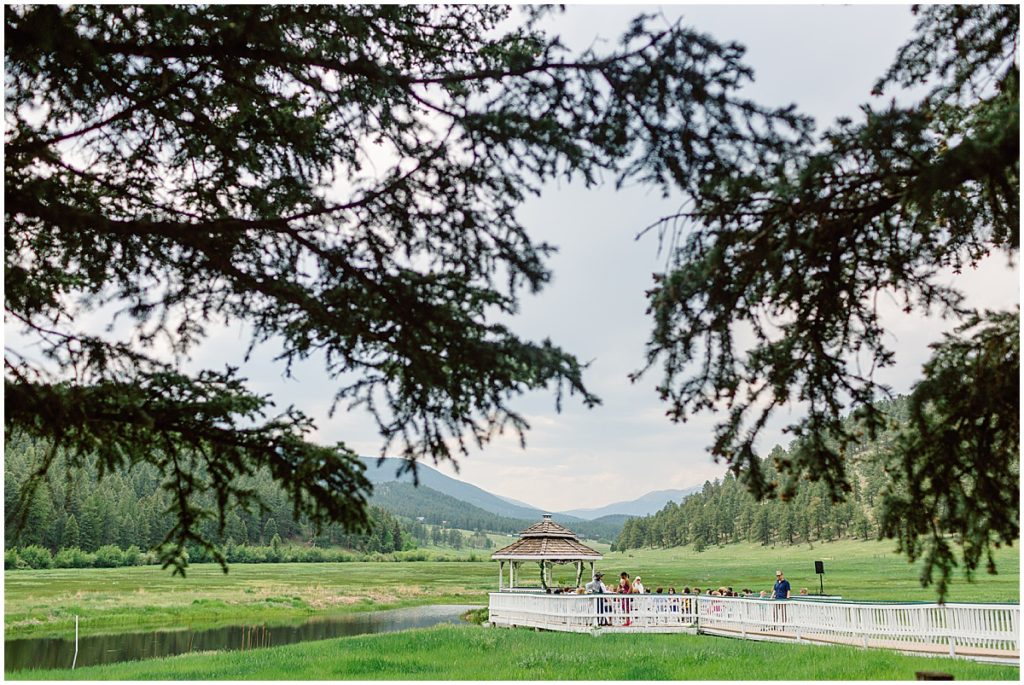 View of guests at Deer Creek Valley Ranch before wedding
