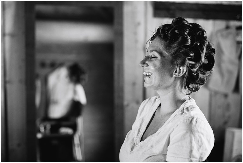 Bride getting hair and makeup done by Jaded Beauty at Piney River Ranch in Vail.