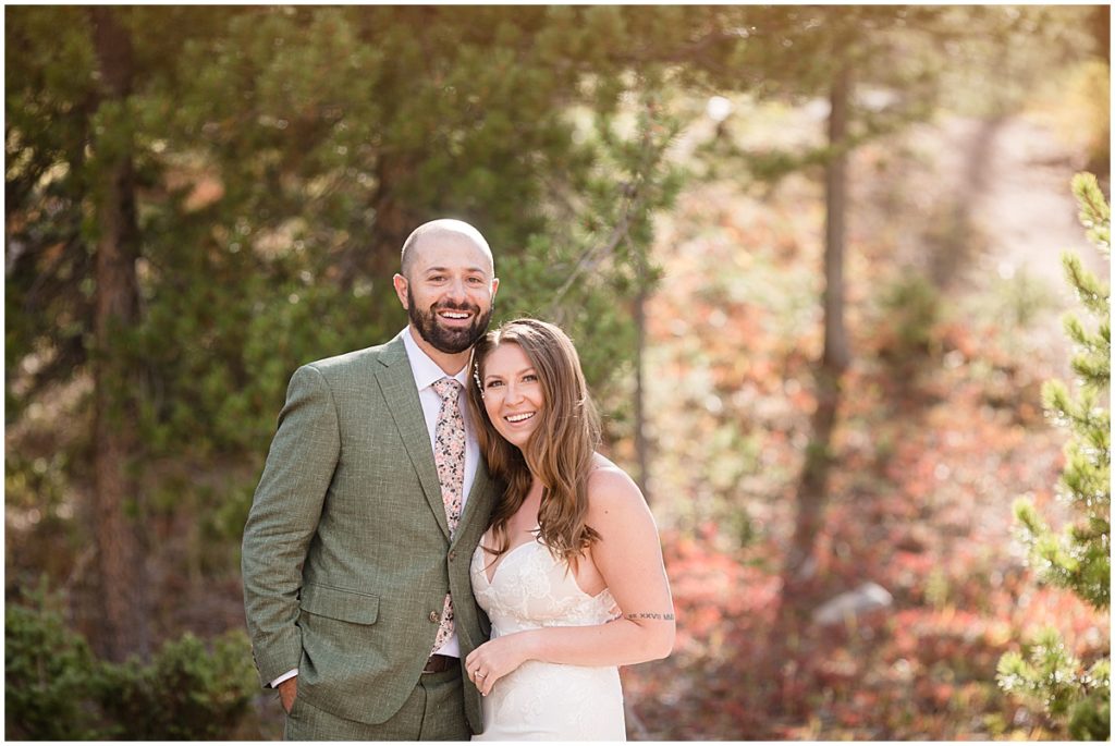 Bride and groom first look at Piney River Ranch in Vail