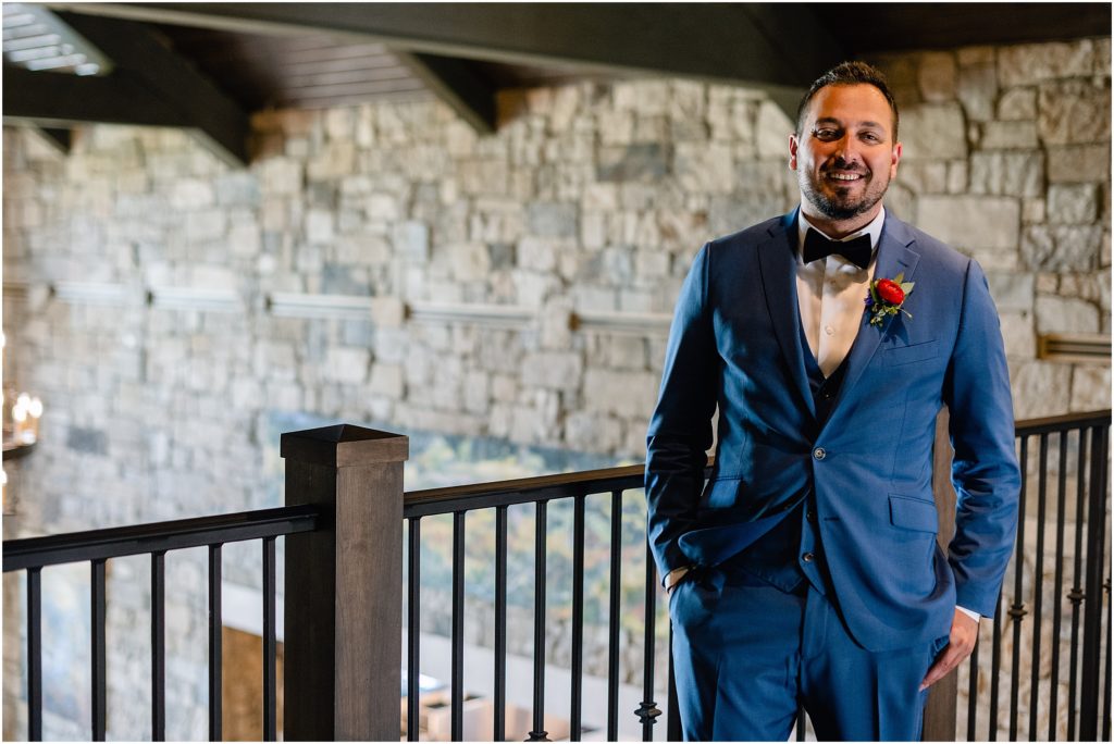 Groom waiting for Bride for first look at Columbine Country Club