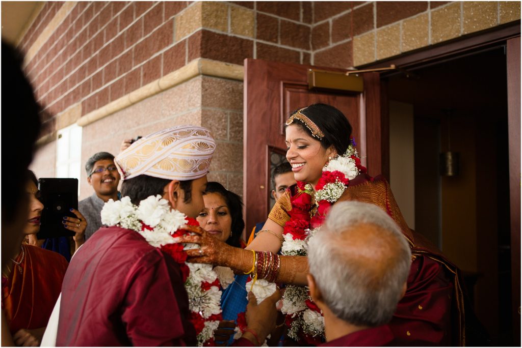 Bride and groom at The Hindu Temple and Cultural Center of the Rockies