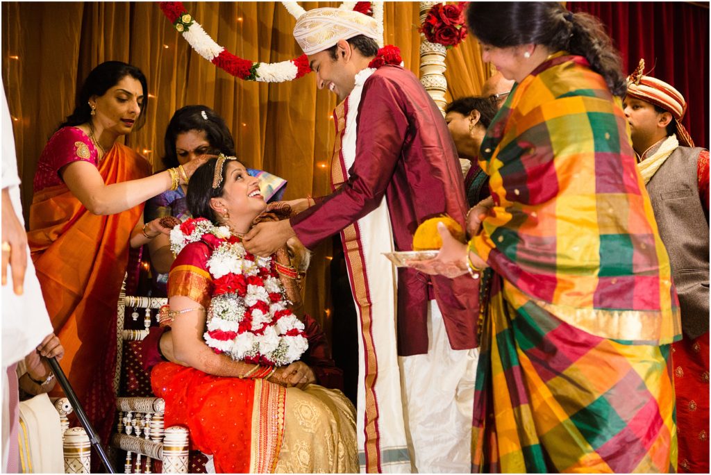 Bride and Groom during ceremony at The Hindu Temple and Cultural Center of the Rockies